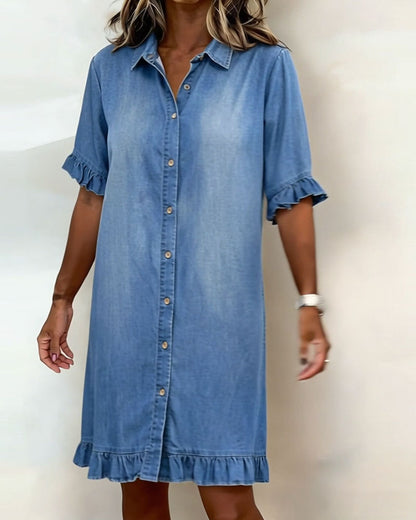 Van Delft Fashion® | Cómodo vestido vaquero con arrugas favorecedoras