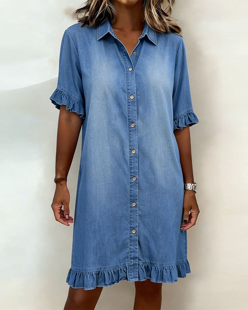 Van Delft Fashion® | Cómodo vestido vaquero con arrugas favorecedoras