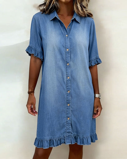 Van Delft Fashion® | Cómodo vestido vaquero con arrugas favorecedoras