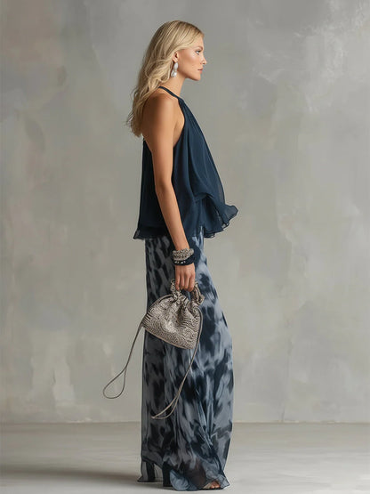 Ludovica™ - Conjunto de Blusa Halter y Pantalón