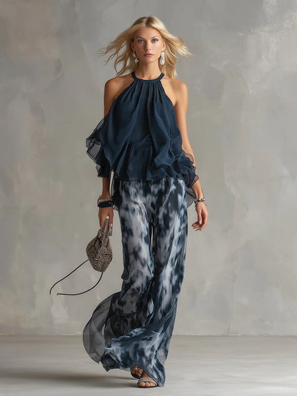 Ludovica™ - Conjunto de Blusa Halter y Pantalón