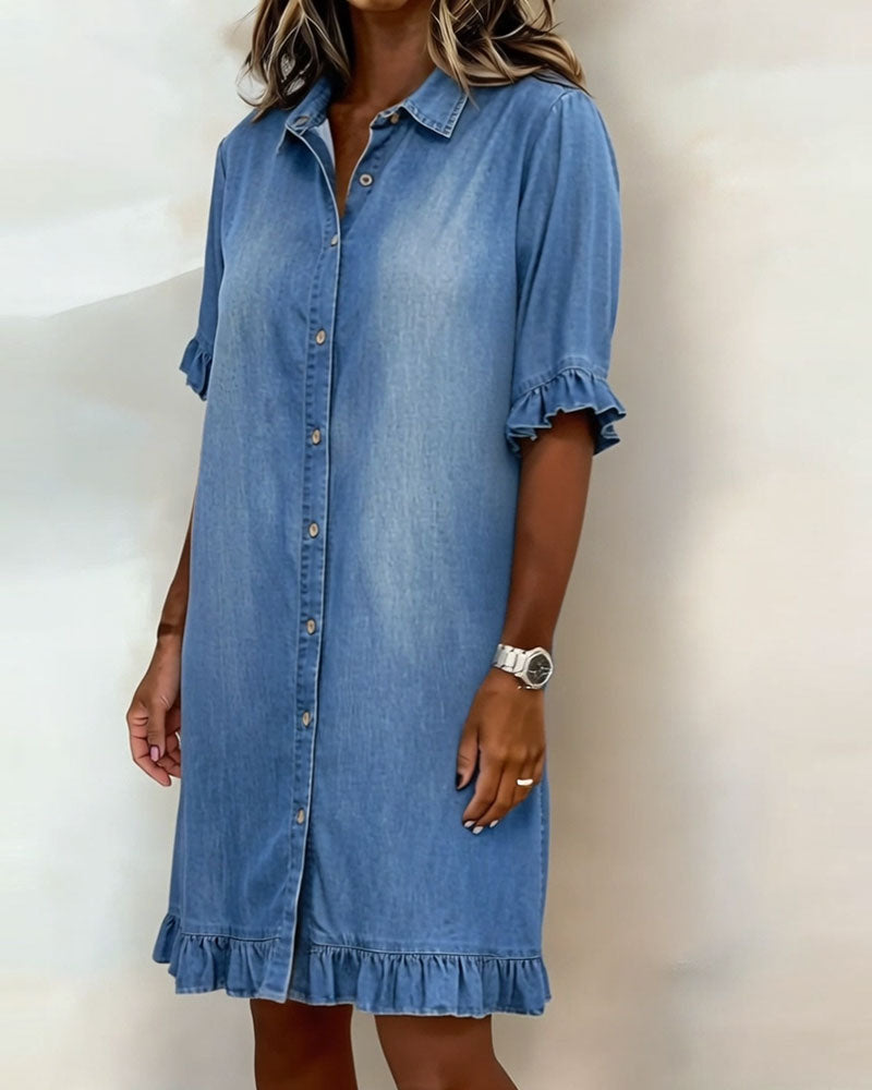 Van Delft Fashion® | Cómodo vestido vaquero con arrugas favorecedoras