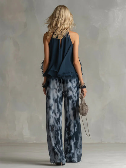 Ludovica™ - Conjunto de Blusa Halter y Pantalón