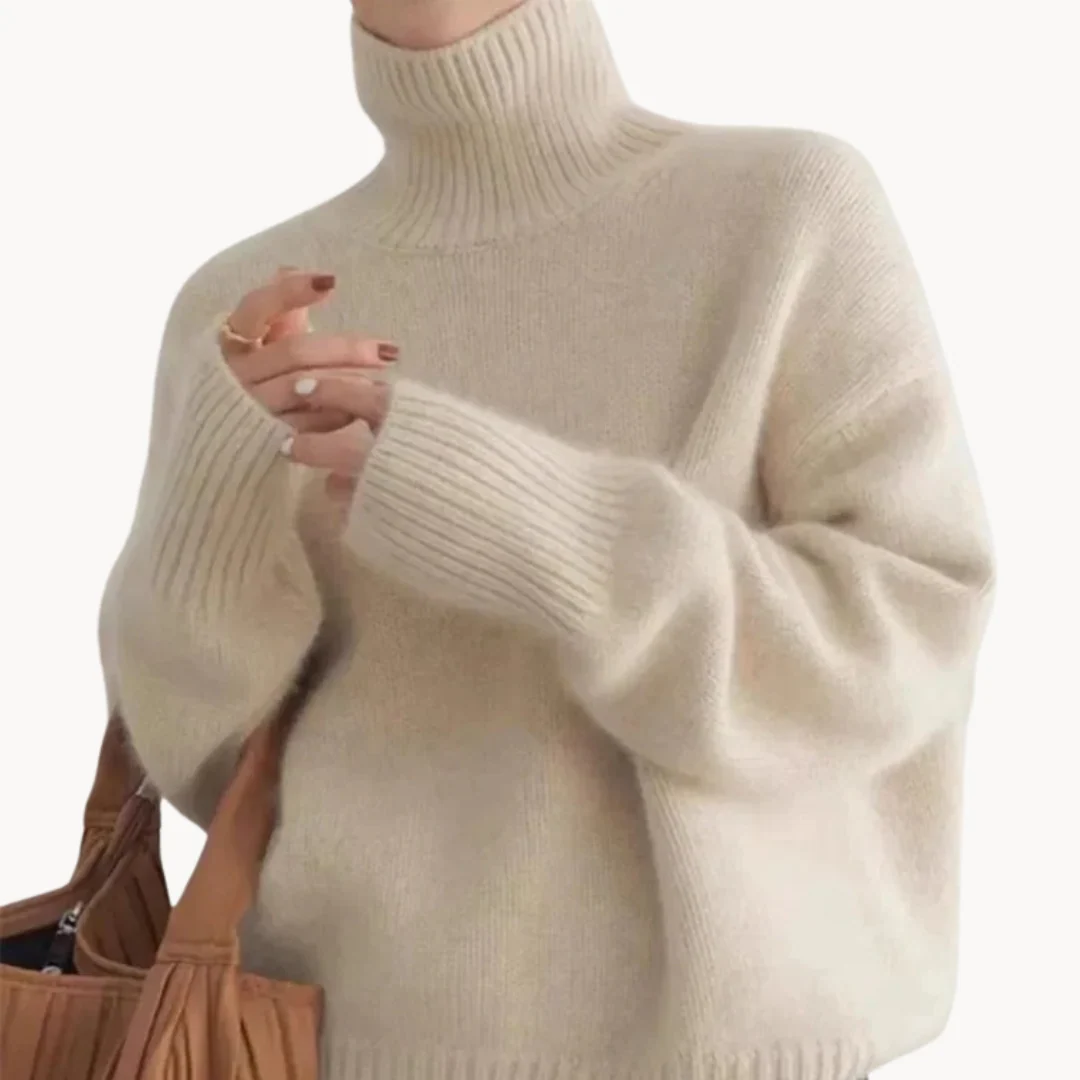 Juliette - Jersey de cuello alto de punto fino premium